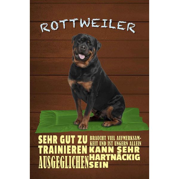 Vianmo Insegna In Legno 18X12 Cm Rottweiler Hund Ungern Allein-image