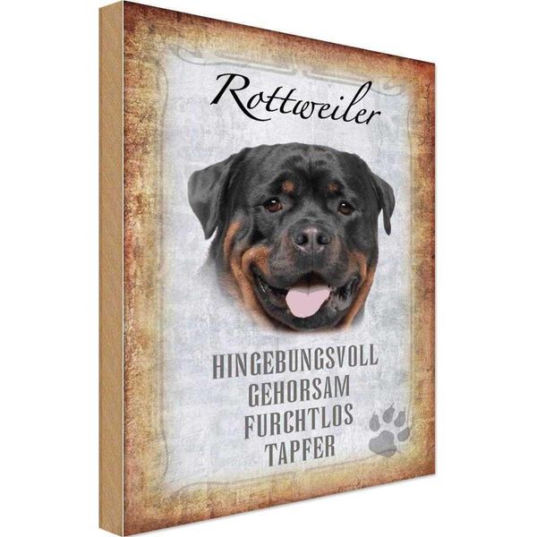 Vianmo Insegna In Legno 18X12 Cm Rottweiler Hund-image