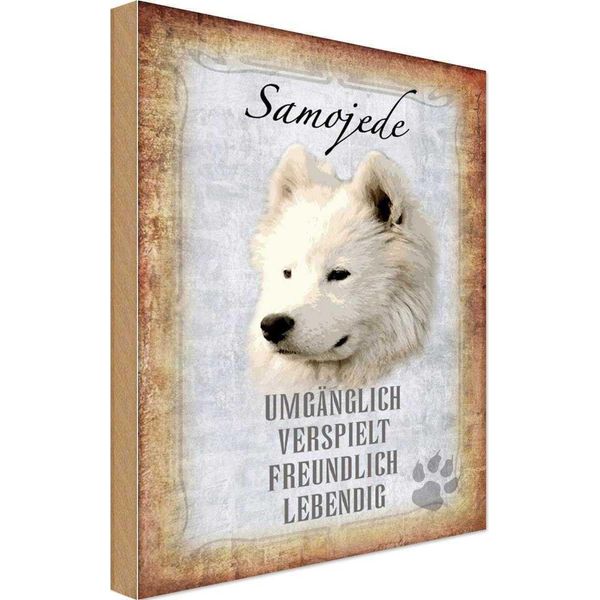 Vianmo Insegna In Legno 30X20 Cm Samojede Hund-image