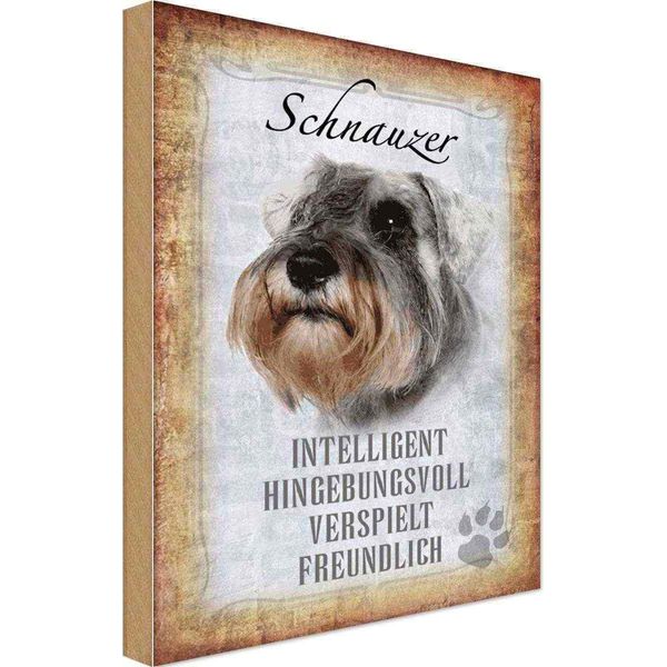 Vianmo Insegna In Legno 18X12 Cm Schnauzer Hund-image
