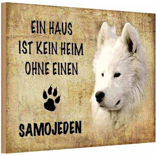 Vianmo Insegna In Legno 20X30 Cm Samojeden Hund Ohne Kein Heim-image