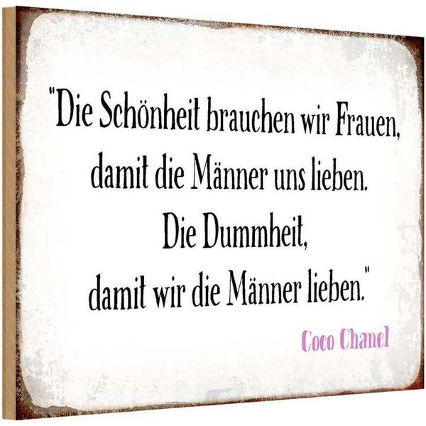 Vianmo Insegna In Legno 12X18 Cm SchöNheit Frauen Dummheit MäNner-image