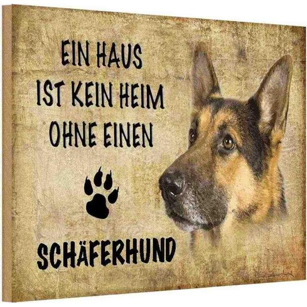 Vianmo Insegna In Legno 20X30 Cm SchäFerhund Hund Ohne Kein Heim-image