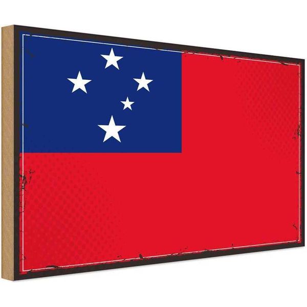 Vianmo Insegna In Legno 20X30 Cm Bandiera Samoas Flag Of Samoa-image