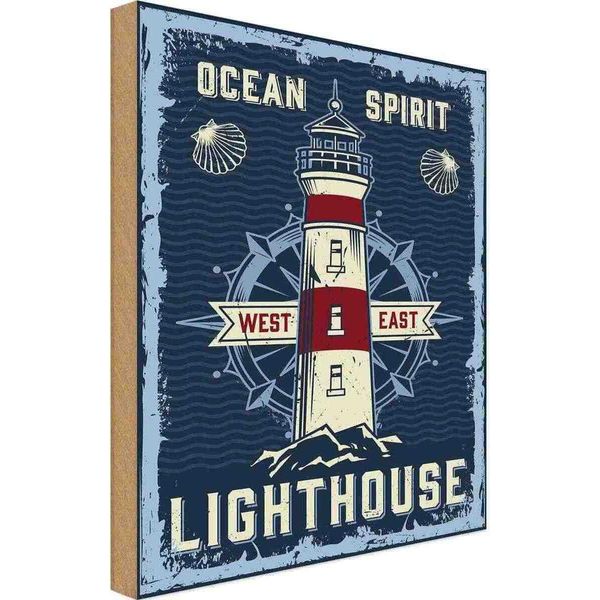 Vianmo Insegna In Legno 30X20 Cm Seefahrt Ocean Spirit Lighthouse-image