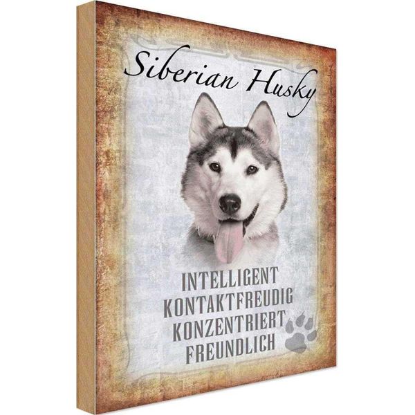 Vianmo Insegna In Legno 18X12 Cm Siberian Husky Hund-image