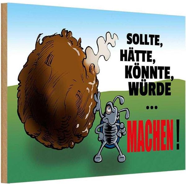 Vianmo Insegna In Legno 20X30 Cm Sollte HäTte KöNnte Machen-image