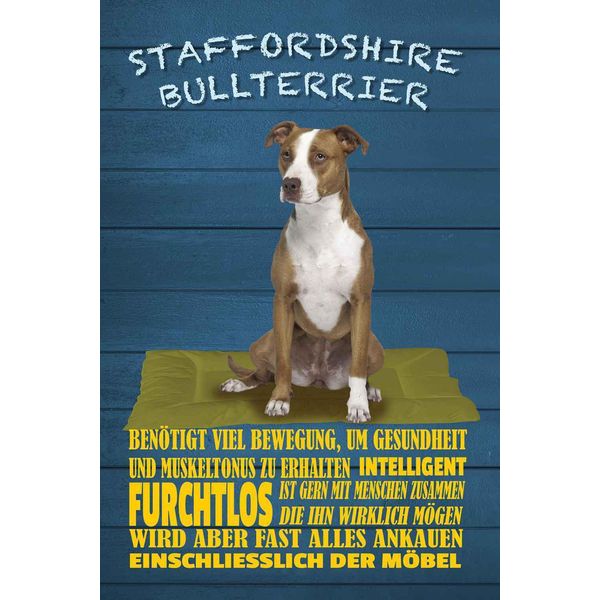 Vianmo Insegna In Legno 18X12 Cm Staffordshire Bullterrier Hund-image