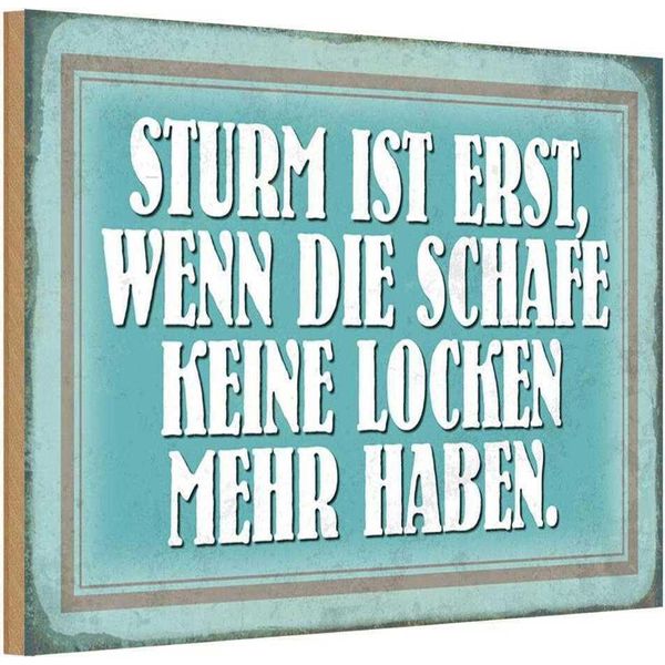 Vianmo Insegna In Legno 12X18 Cm Sturm Wenn Schafe Keine Locken-image