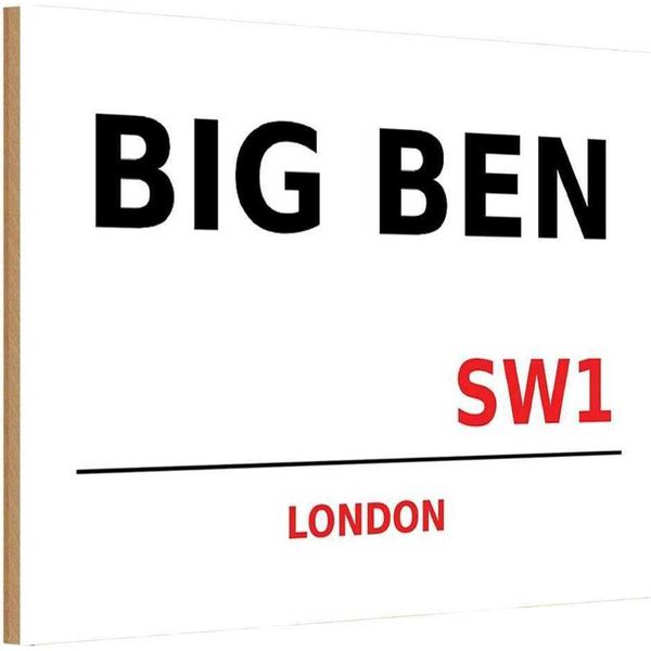 Vianmo Insegna In Legno 12X18 Cm Street Big Ben SW1-image