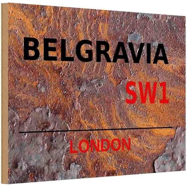 Vianmo Insegna In Legno 12X18 Cm Street Belgravia SW1-image