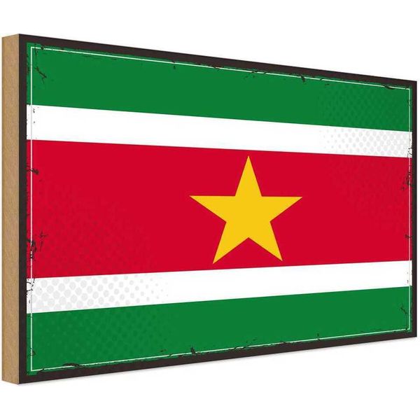 Vianmo Insegna In Legno 12X18 Cm Bandiera Surinames Flag Of Suriname-image