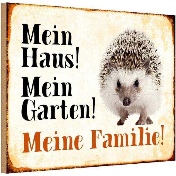 Vianmo Insegna In Legno 20X30 Cm Tiere Igel Mein Haus Garten Familie-image