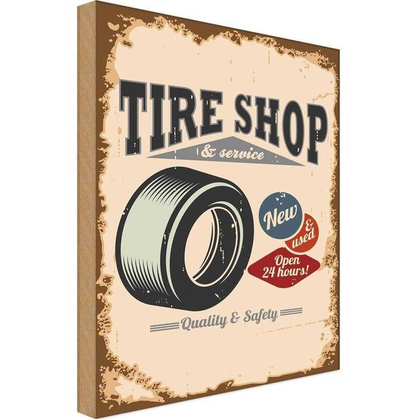 Vianmo Insegna In Legno 30X20 Cm Tire Shop Reifen Service-image