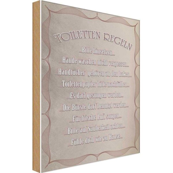 Vianmo Insegna In Legno 30X20 Cm Toiletten Regeln Bitte Hinsetzen-image