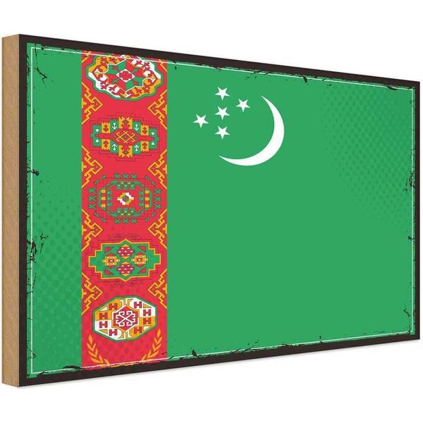 Vianmo Insegna In Legno 20X30 Cm Bandiera Turkmenistans Turkmenistan-image