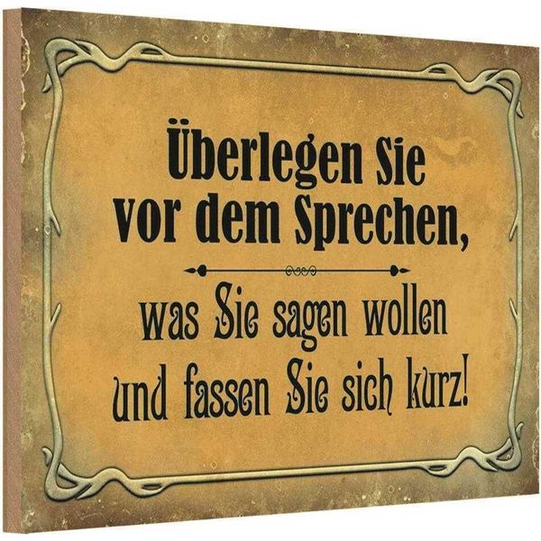Vianmo Insegna In Legno 12X18 Cm üBerlegen Sie Vor Dem Sprechen-image