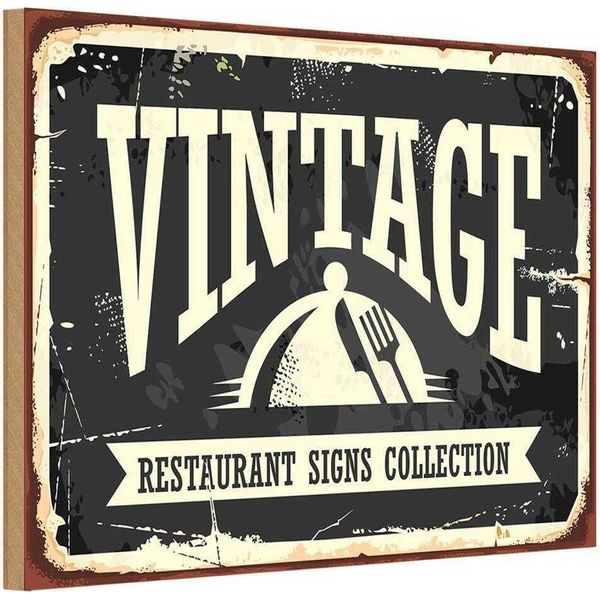 Vianmo Insegna In Legno 12X18 Cm Vintage Restaurant Essen-image