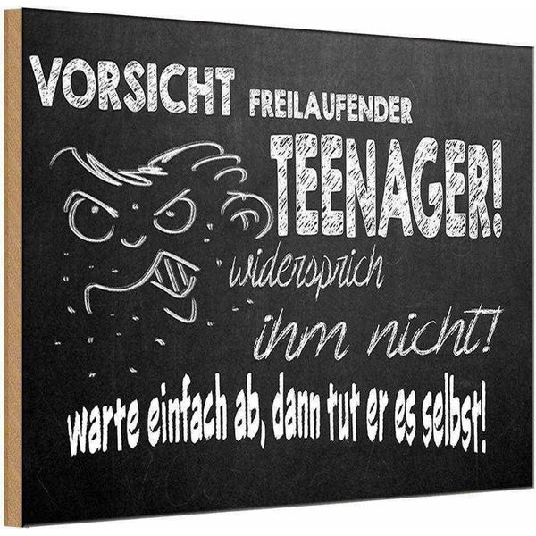 Vianmo Insegna In Legno 12X18 Cm Vorsicht Freilaufender Teenager-image