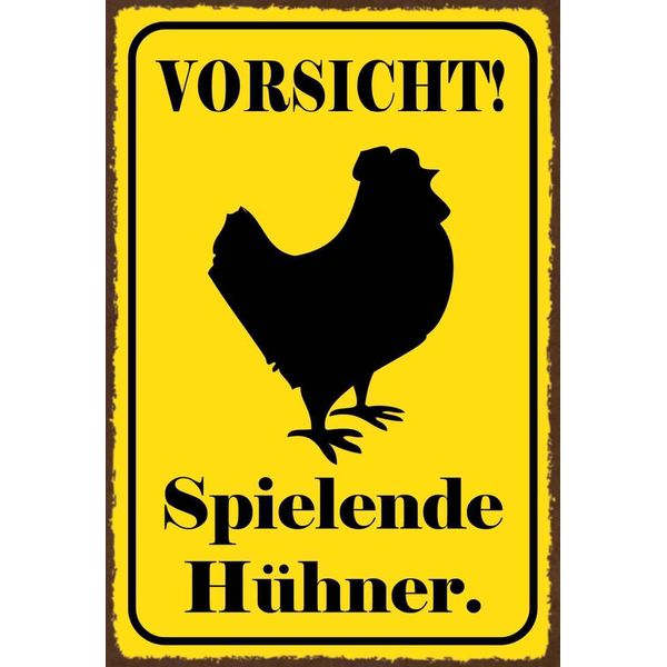 Vianmo Insegna In Legno 18X12 Cm Vorsicht Spielende HüHner-image