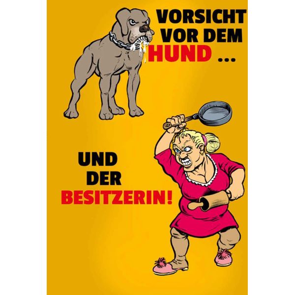 Vianmo Insegna In Legno 18X12 Cm Vorsicht Vor Hund & Der Besitzerin-image
