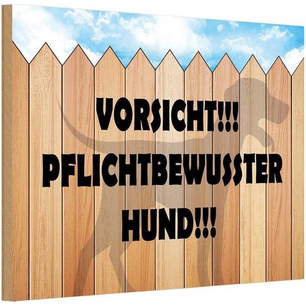 Vianmo Insegna In Legno 12X18 Cm Vorsicht Pflichtbewusster Hund-image