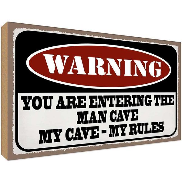Vianmo Insegna In Legno 20X30 Cm Warning You Entering Man Cave-image