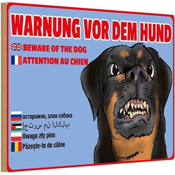 Vianmo Insegna In Legno 12X18 Cm Warnung Vor Hund Multi Sprachen-image