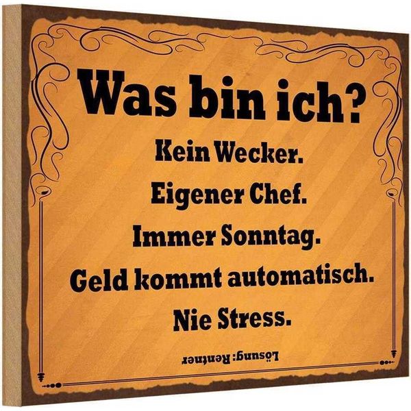 Vianmo Insegna In Legno 20X30 Cm Was Bin Ich Kein Wecker-image