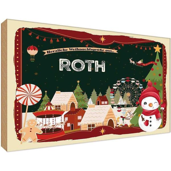 Vianmo Insegna In Legno 20X30 Cm Weihnachten Aus Roth-image