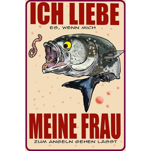 Vianmo Insegna In Legno 18X12 Cm Wenn Frau Mich Angeln LäSst-image