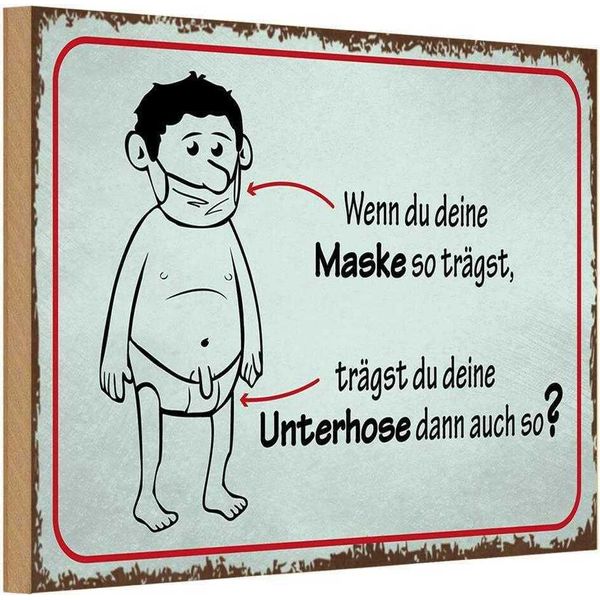 Vianmo Insegna In Legno 20X30 Cm Wenn Du Deine Maske So TräGst-image