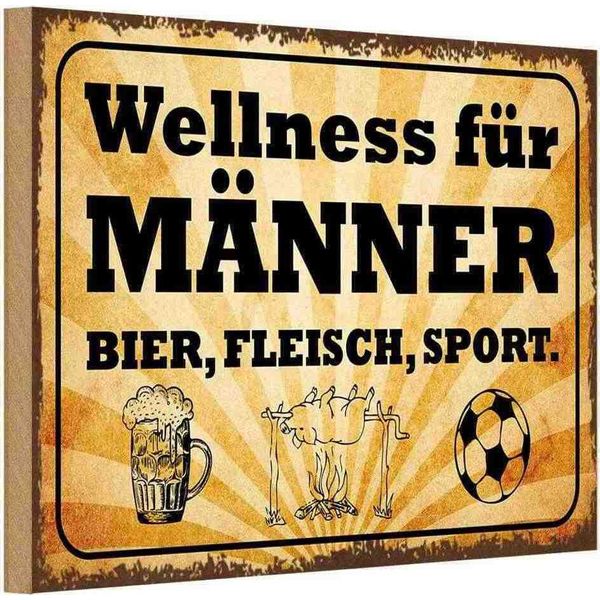Vianmo Insegna In Legno 20X30 Cm Wellness MäNner Bier Fleisch-image