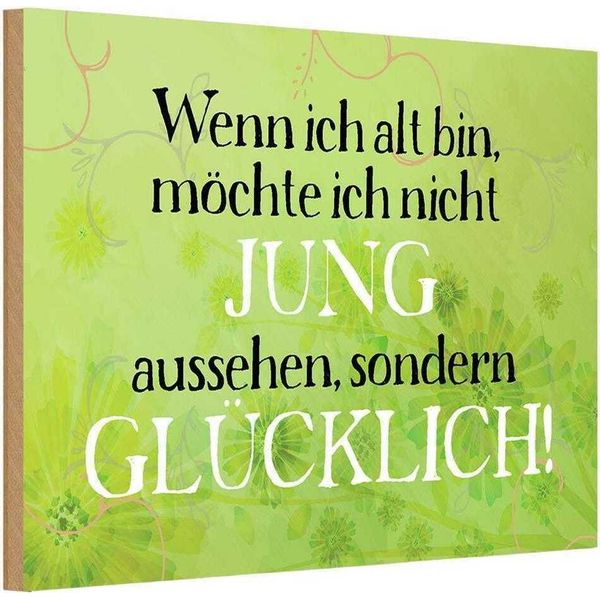 Vianmo Insegna In Legno 12X18 Cm Wenn Alt MöChte Jung-image