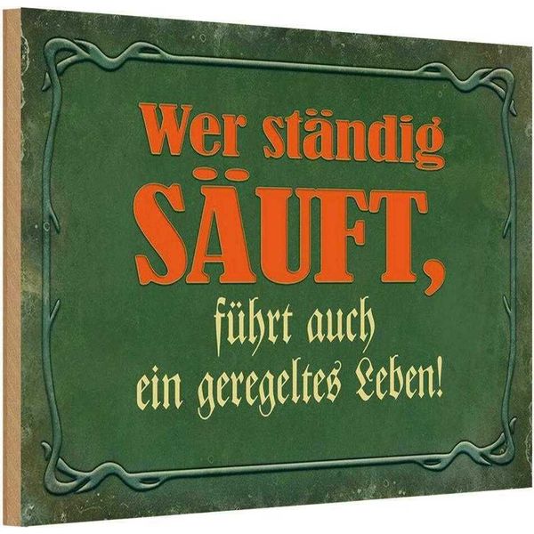 Vianmo Insegna In Legno 20X30 Cm Wer StäNdig SäUft FüHrt Auch-image