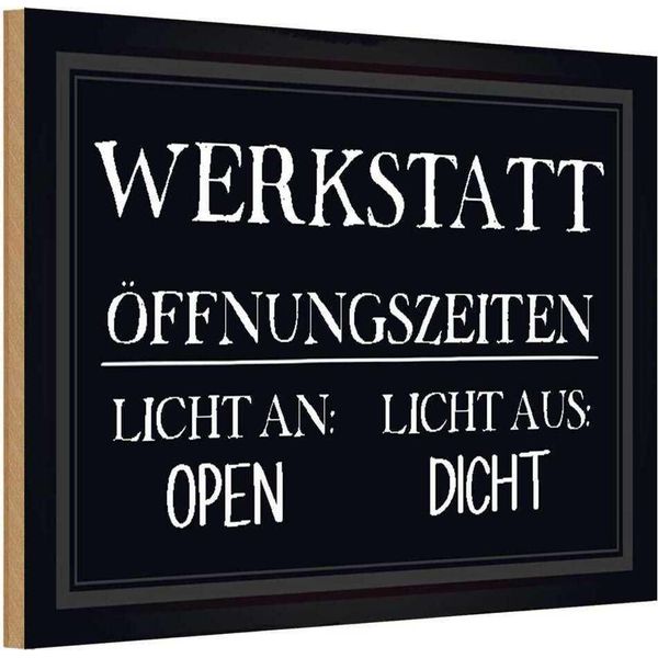 Vianmo Insegna In Legno 12X18 Cm Werkstatt ÖFfnungszeiten Open-image