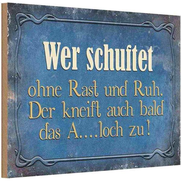 Vianmo Insegna In Legno 20X30 Cm Wer Schuftet Ohne Rast Und Ruh-image