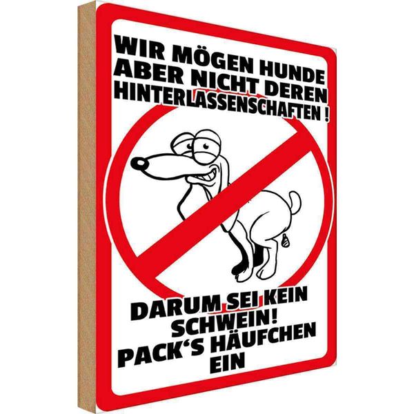 Vianmo Insegna In Legno 18X12 Cm Wir MöGen Keine HundehäUfchen-image