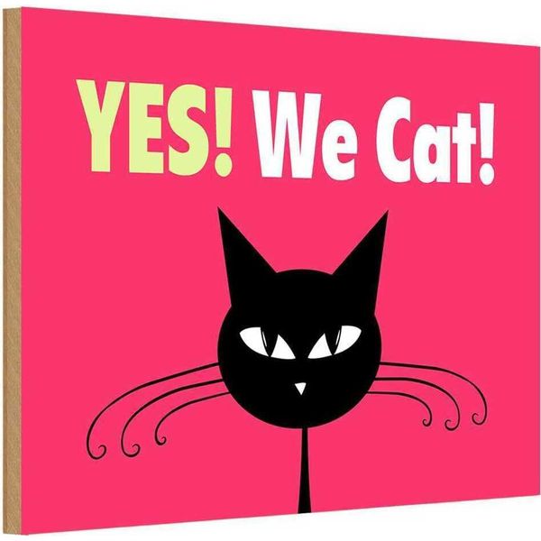 Vianmo Insegna In Legno 20X30 Cm Yes We Cat Katze-image
