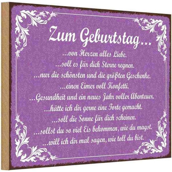 Vianmo Insegna In Legno 12X18 Cm Zum Geburtstag Alles Liebe-image