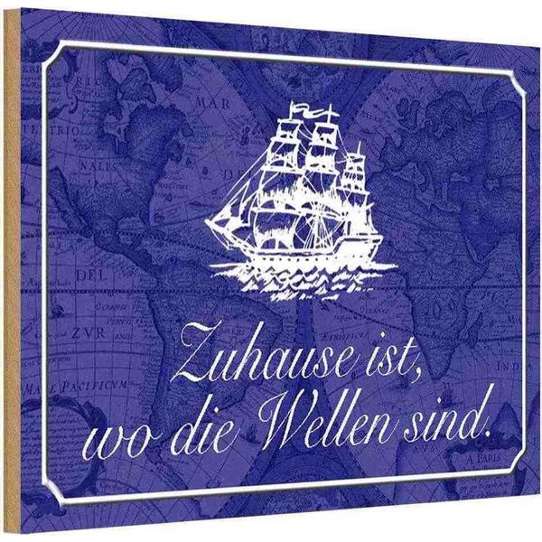 Vianmo Insegna In Legno 20X30 Cm Zuhause Wo Die Wellen Seemann-image