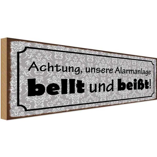 Vianmo Insegna In Legno 10X27 Cm Achtung Alarmanlage Bellt BeißT-image