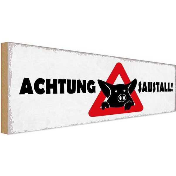 Vianmo Insegna In Legno 10X27 Cm Achtung Saustall-image
