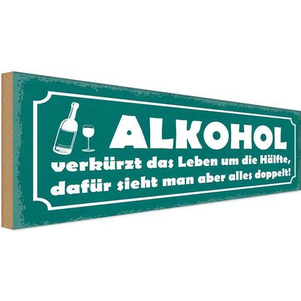 Vianmo Insegna In Legno 10X27 Cm Alkohol VerküRzt Leben Um HäLfte-image