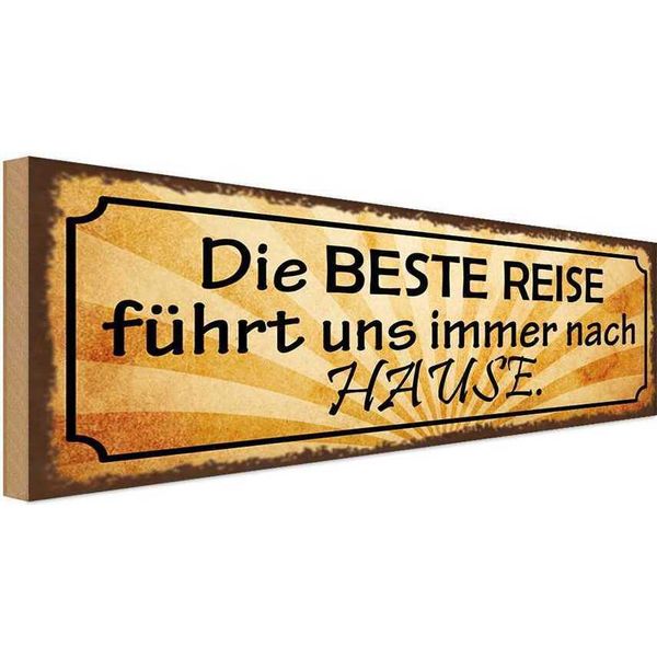 Vianmo Insegna In Legno 10X27 Cm Beste Reise FüHrt Uns Nach Hause-image