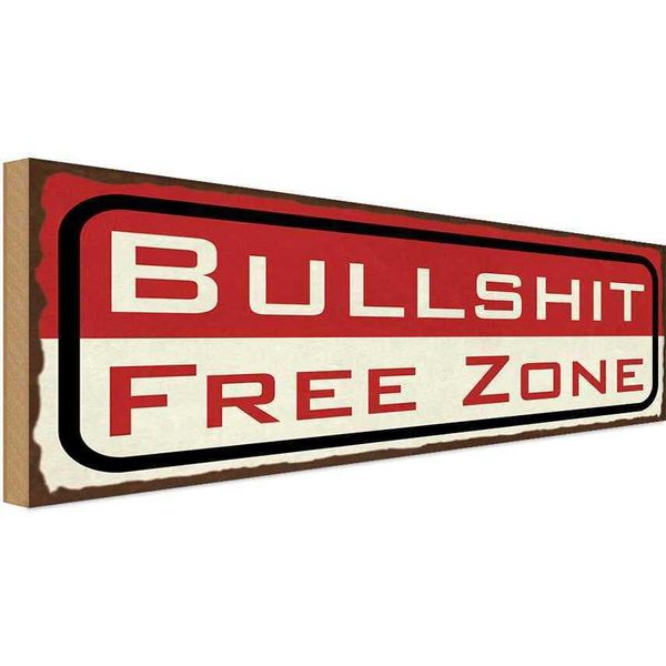 Vianmo Insegna In Legno 10X27 Cm Bullshit Free Zone Freie Zone-image