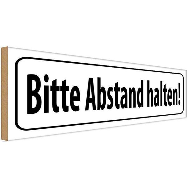 Vianmo Insegna In Legno 10X27 Cm Bitte Abstand Halten-image
