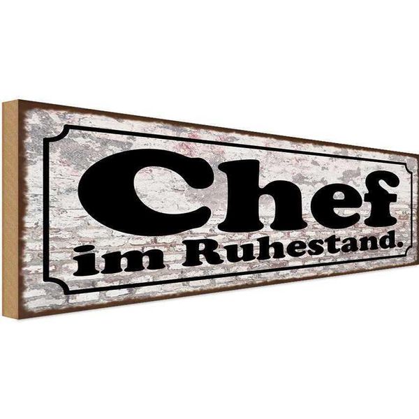 Vianmo Insegna In Legno 10X27 Cm Chef Im Ruhestand-image