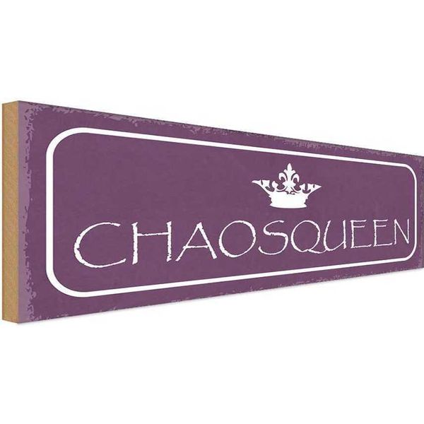 Vianmo Insegna In Legno 10X27 Cm Chaosqueen Krone KöNigin-image