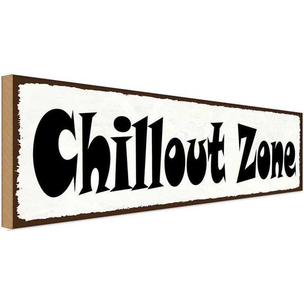 Vianmo Insegna In Legno 10X27 Cm Chillout Zone-image